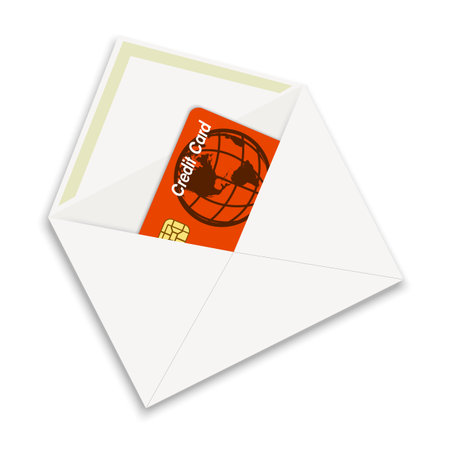 credit card in an envelope on a white background