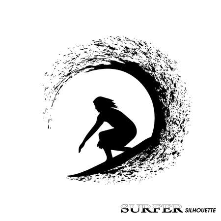 surfer silhouetteのイラスト素材