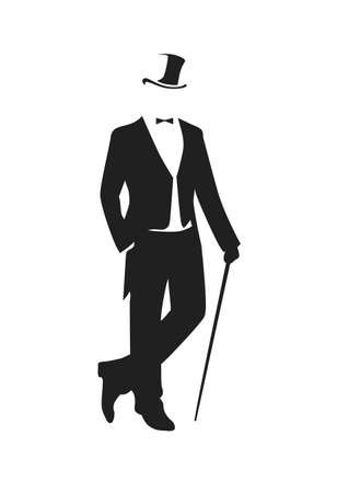 silhouette of a gentleman in a tuxedoのイラスト素材