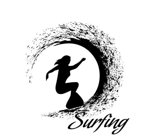 silhouettes of surfersのイラスト素材