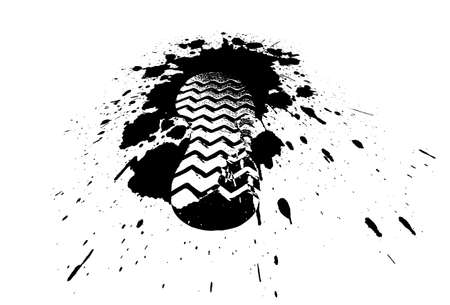 footwear print in a pool in style grungeのイラスト素材