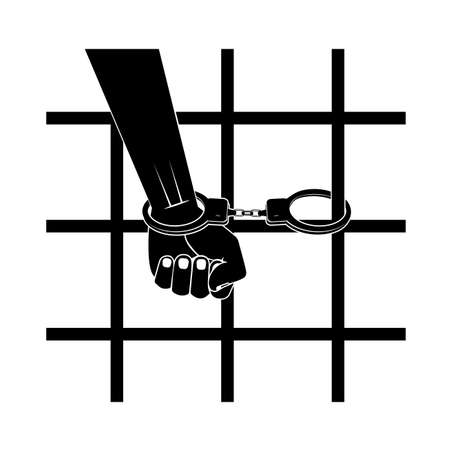 hand in fetters to a latticeのイラスト素材