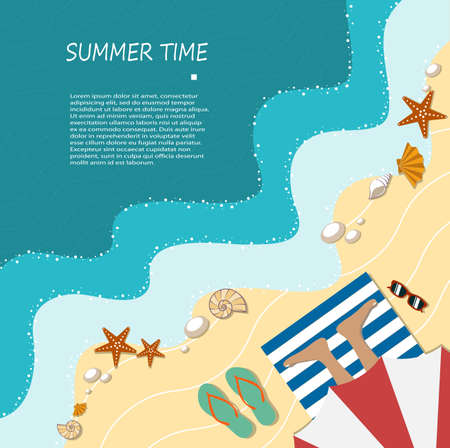 summer holiday on a beach flat styleのイラスト素材