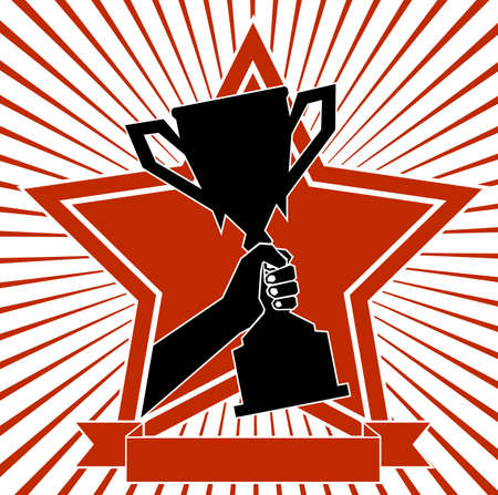 cup in a hand a victory symbolのイラスト素材