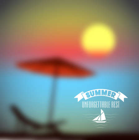 summer sunset on the beach vector backgroundのイラスト素材