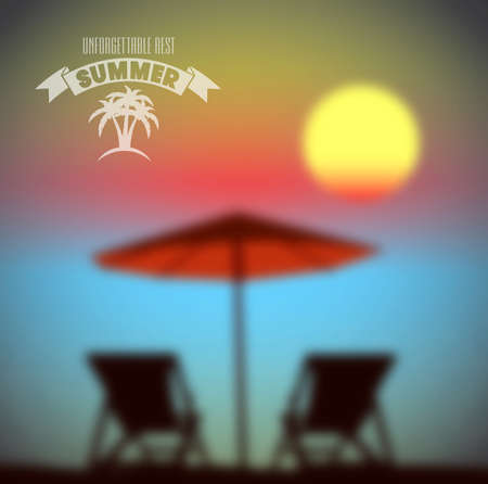 summer sunset on the beach vector backgroundのイラスト素材