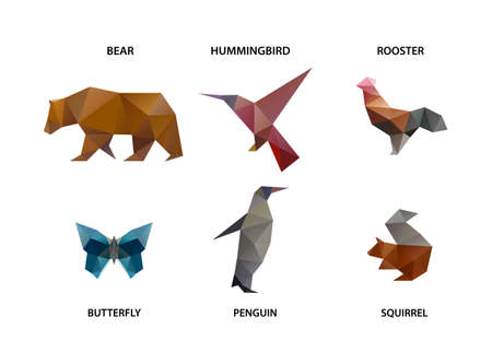 animal set of polygonsのイラスト素材
