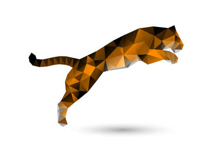 leaping tiger from polygonsのイラスト素材