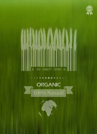 Nature background with eco label of Organic Standart Food. Concept. Environmental protection.のイラスト素材
