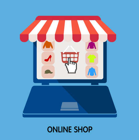 icon online shop. sale Internet. flat styleのイラスト素材