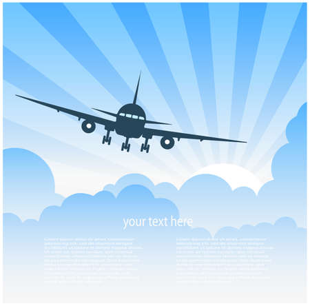 plane flying in cloudsのイラスト素材