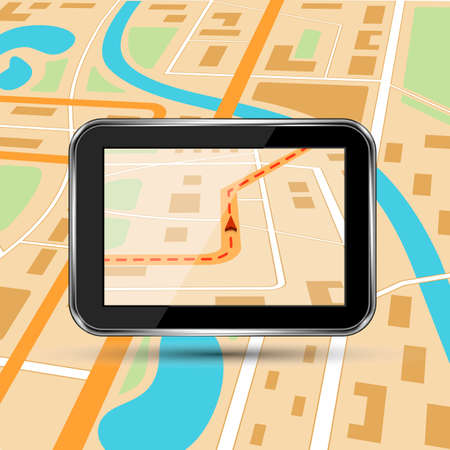 GPS technology laying of a route travel, tourism navigationのイラスト素材