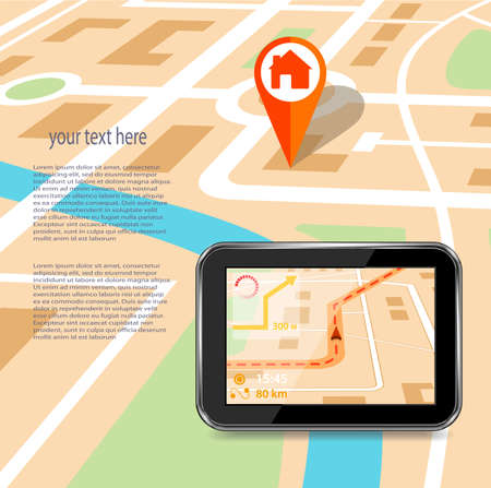 GPS technology laying of a route travel, tourism navigationのイラスト素材