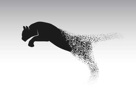 Tiger leaping from the disintegrated piecesのイラスト素材