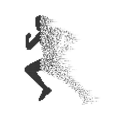 collapsing silhouette of the running athleteのイラスト素材
