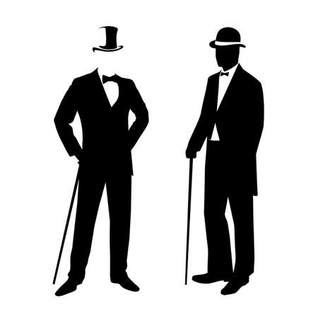silhouette of a gentleman in a tuxedoのイラスト素材