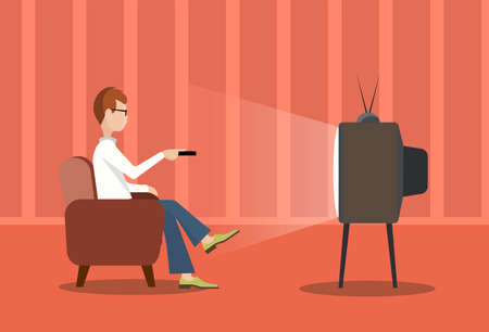 person near the TV screen illustrationのイラスト素材