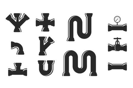 Elements of the pipe industry. of an icon of pipe connections.のイラスト素材