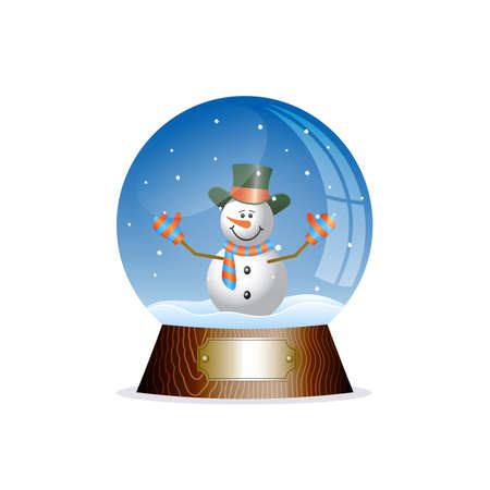 Christmas toy snow globe with a snowmanのイラスト素材