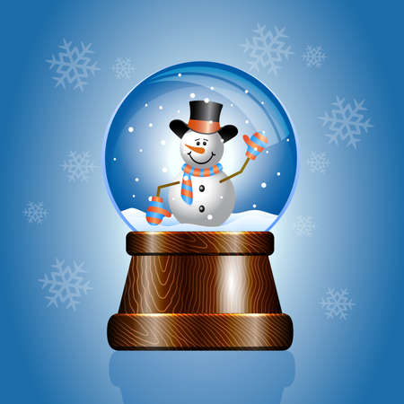 Christmas toy snow globe with a snowmanのイラスト素材