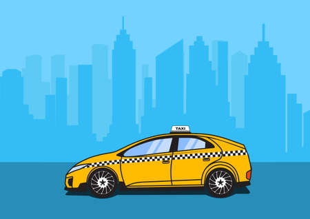 taxi car on city backgroundのイラスト素材