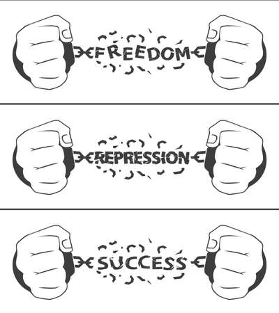 hands the breaking-off chains the concept of freedom of independenceのイラスト素材
