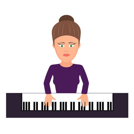 musician behind a grand piano a illustration flat styleのイラスト素材