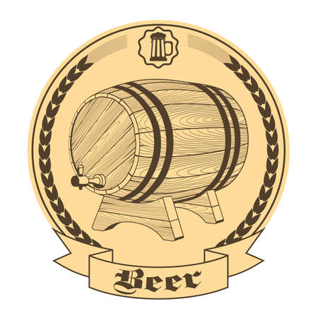 Icon design elements with the production of beerのイラスト素材