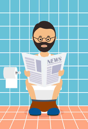 man in the toilet room flat style.のイラスト素材