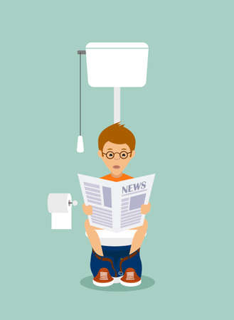 man in the toilet room flat style.のイラスト素材
