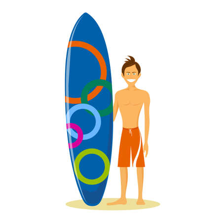 cheerful surfer on a white background.のイラスト素材