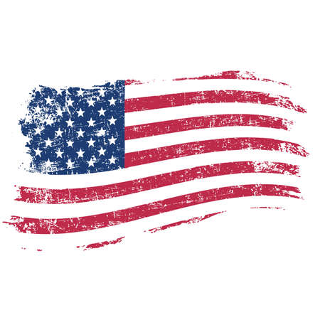 USA flag in grunge style on a white backgroundのイラスト素材