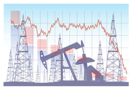 schedule of falling energy prices .industrialny landscape. oil productionのイラスト素材