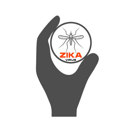 test tube with a virus in a hand icon symbol of fight against an epidemic ZIKAのイラスト素材
