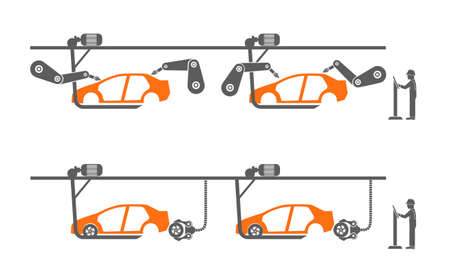auto assembly conveyorのイラスト素材