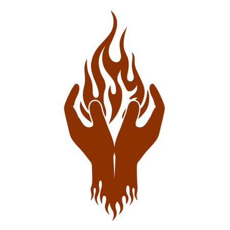 fire is in hands.Art designのイラスト素材