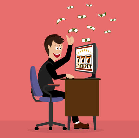 male winner of an online casinoのイラスト素材