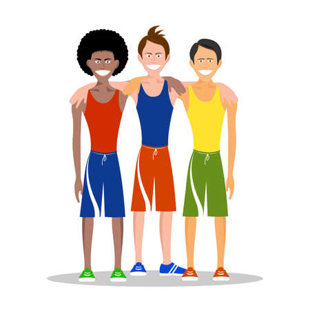 group of cheerful young people of different nationalities.のイラスト素材