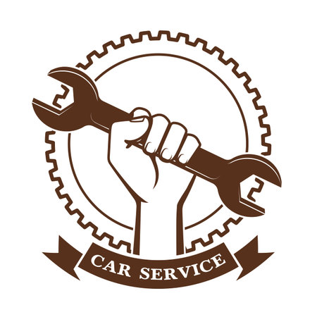 wrench in a hand a symbol of car serviceのイラスト素材