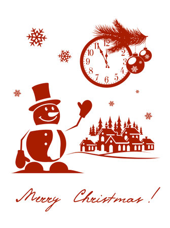 Christmas card monochromeのイラスト素材