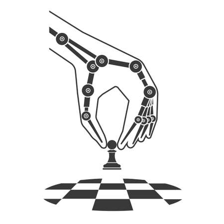 Robot plays chess. Icon artificial intelligenceのイラスト素材