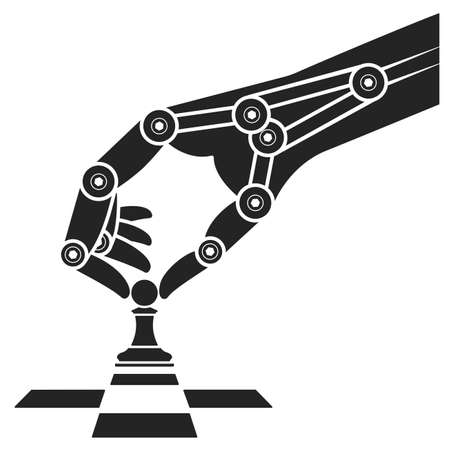 Robot plays chess. Icon artificial intelligenceのイラスト素材