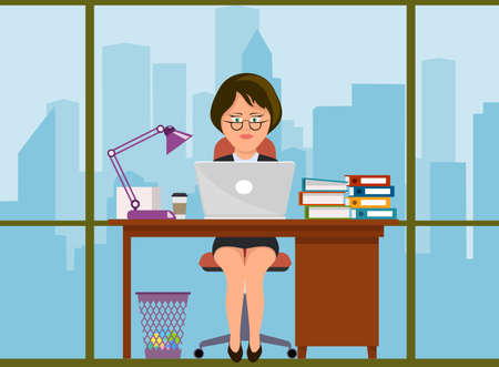 office worker in a workplace an illustrationのイラスト素材