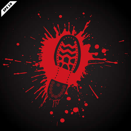 Footwear print in a blood pool grunge style.のイラスト素材