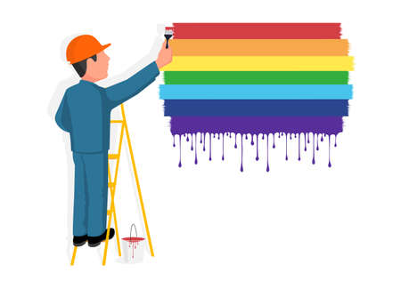 Person draws paints on a white backgroundのイラスト素材