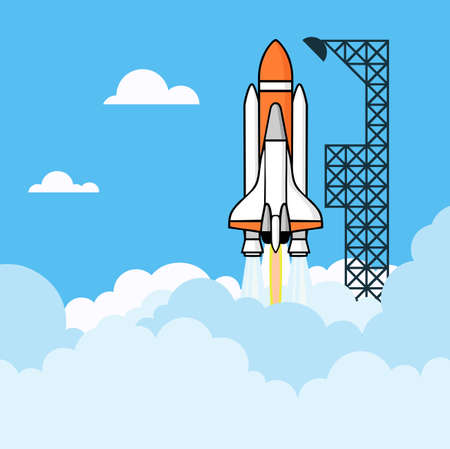 Rocket soars into the sky vector illustration.のイラスト素材