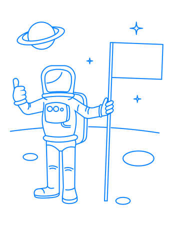 Drawing the astronaut has landed on the planet a vector illustration.のイラスト素材