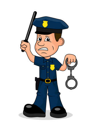 Angry police officer vector illustration.のイラスト素材