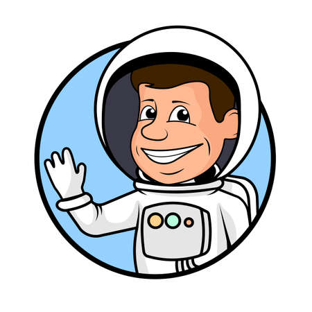 Sheerful astronaut in a space suit a vector illustration.のイラスト素材