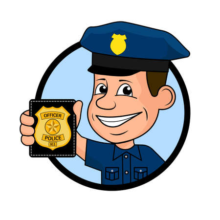 Cheerful police officer vector illustration.のイラスト素材